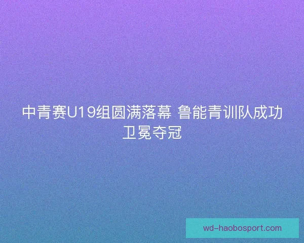 中青赛U19组圆满落幕 鲁能青训队成功卫冕夺冠